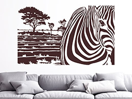 Wandtattoo Savanne mit Zebra